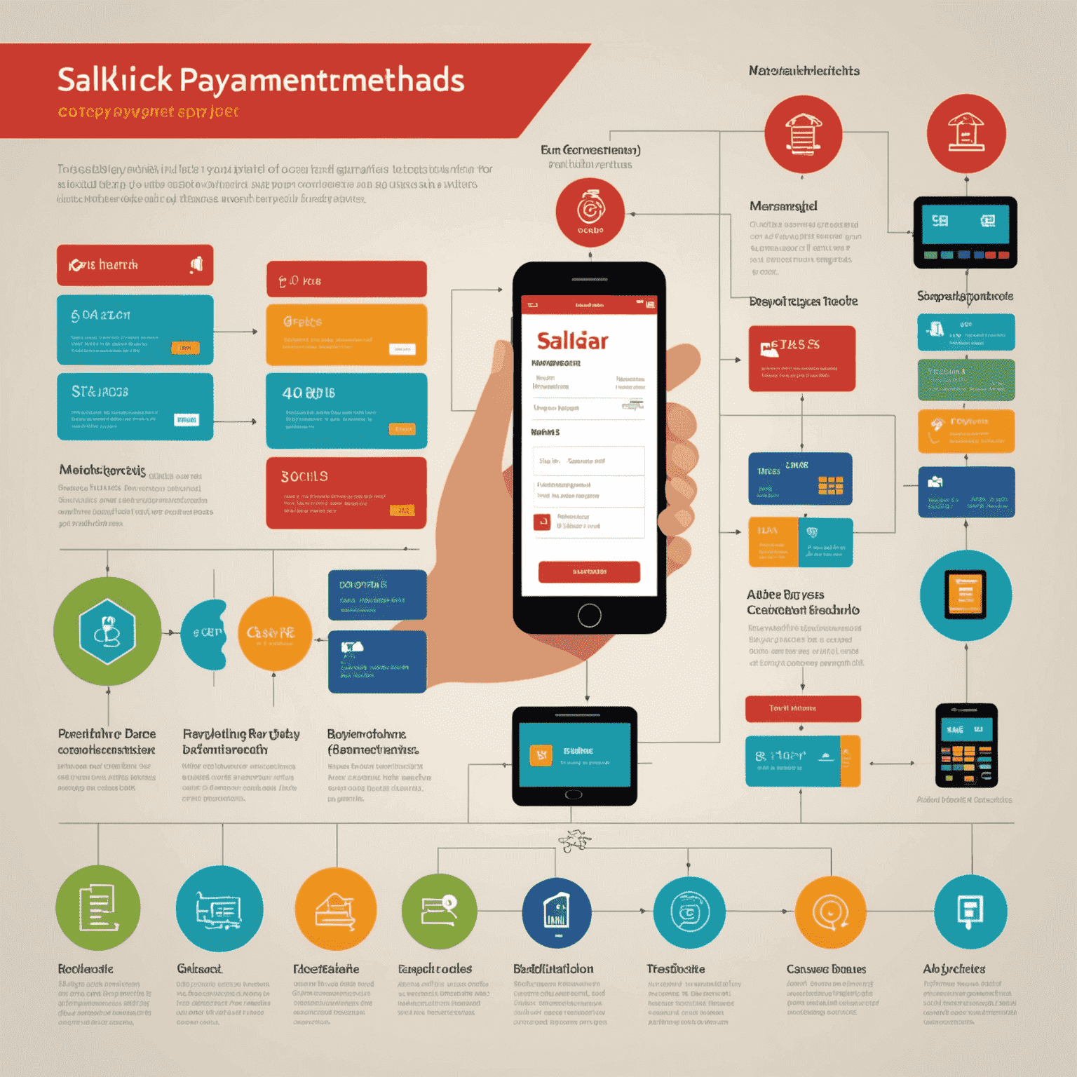 Infographic showing various Salik payment methods including mobile app, website, and kiosks