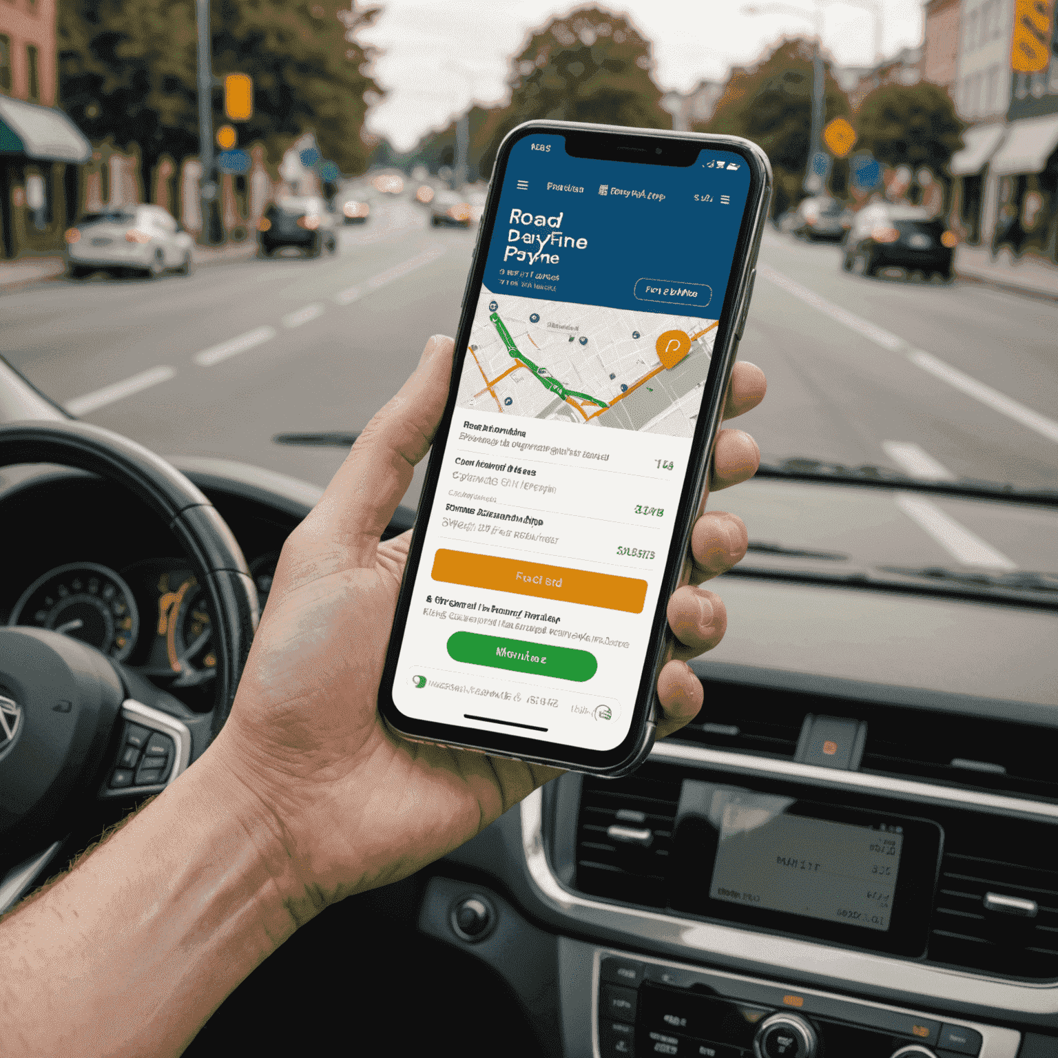 A smartphone displaying a road fine payment app interface