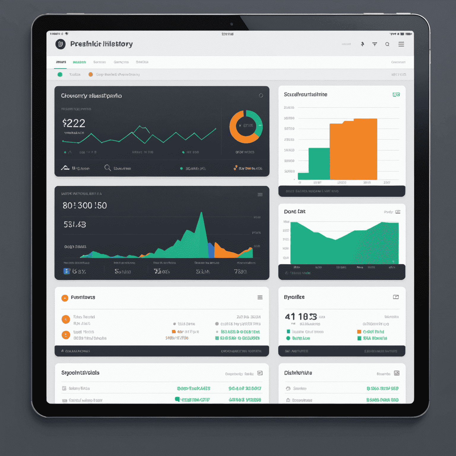 A dashboard interface showing user profile, balance, and transaction history